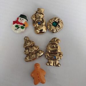 Christmas Button Covers For Sweater Gold Jewel Glam Tree Santa Snowman Lot 6